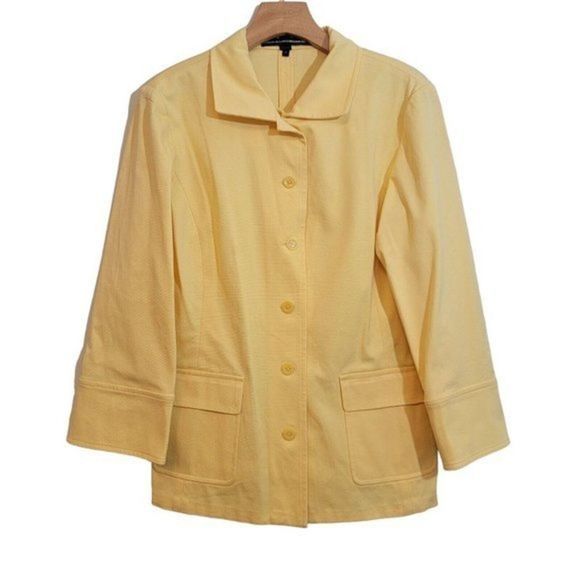 Ellen Tracy Jackets & Blazers - Linda Allard Ellen Tracy Cotton‎ Blend Blazer Jacket Bright Yellow Size 10
